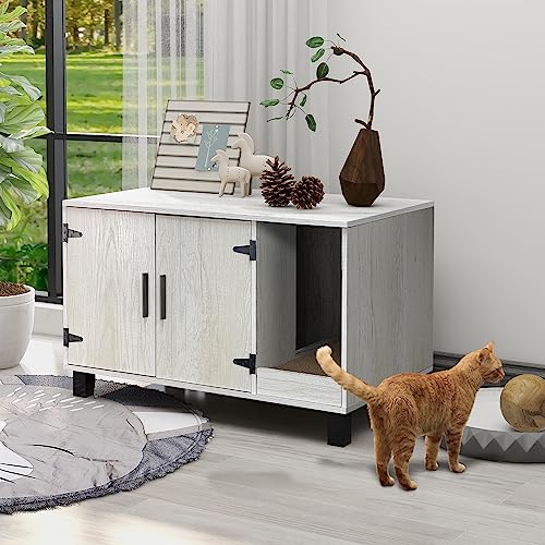 Pine Wooden Cat Litter Box Enclosure K89551