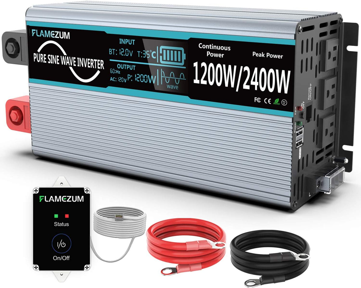 1500 Watt 12V DC to 110V AC Power Inverter with 3 AC Outlets and 2 USB Ports N660799