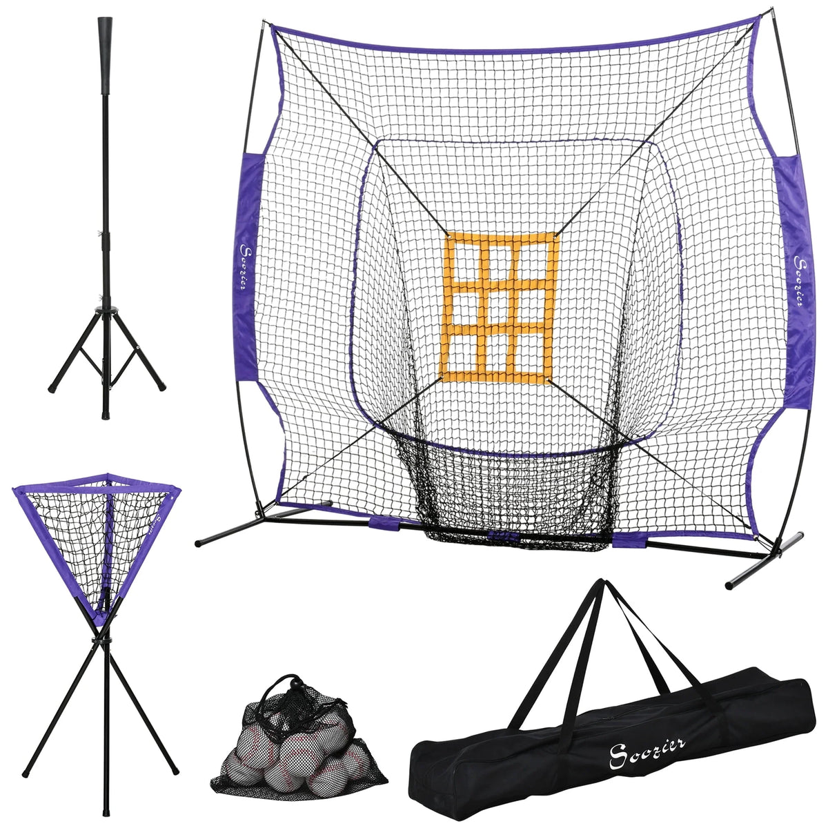 7.5' x 7' Portable Baseball Batting Net Set with Catcher Net H92751