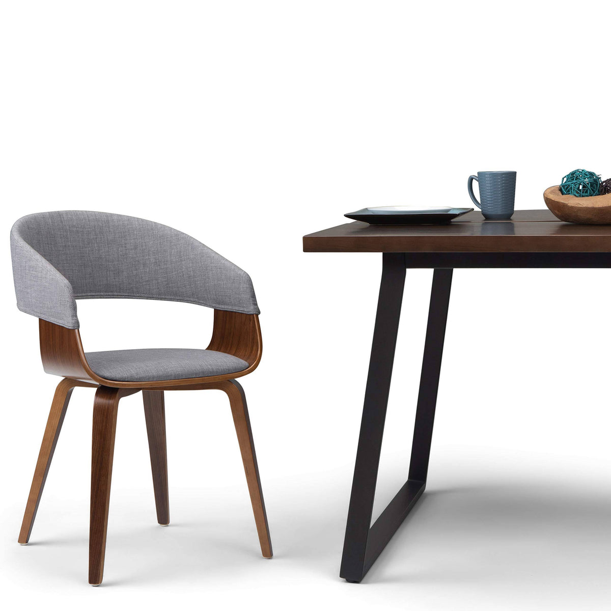 Light Grey Linen Look Bentwood Dining Chair H46268