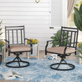 Set of 2 Metal Swivel Outdoor Dining Chairs with Beige Cushions K6971