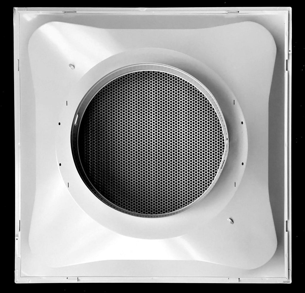24x22 T-Bar Drop Ceiling Perforated Return Grill with Metal Back Casing and 6x22 Collar S988292