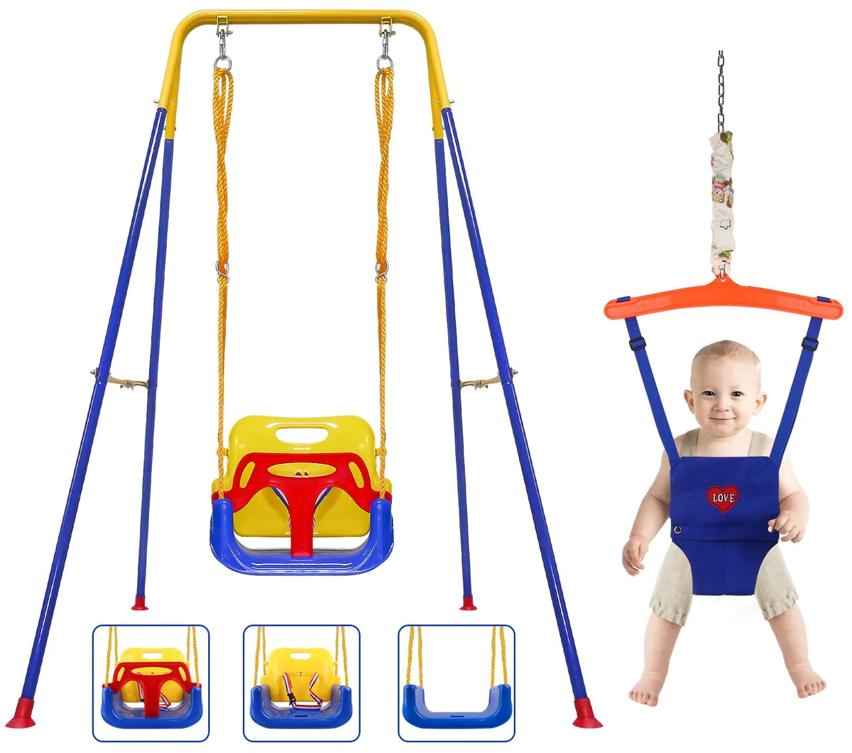 2-in-1 Toddler Swing Set and Baby Jumper Z49054