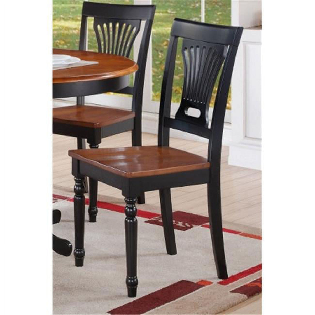 Black & Cherry Wood Seat Dining Chair Pack of 2 B24122