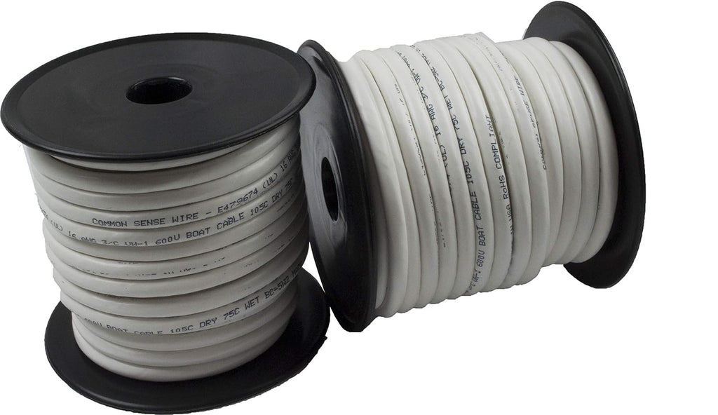Tinned Copper Marine Wire Boat Cable 500 Feet White PVC Jacket F162