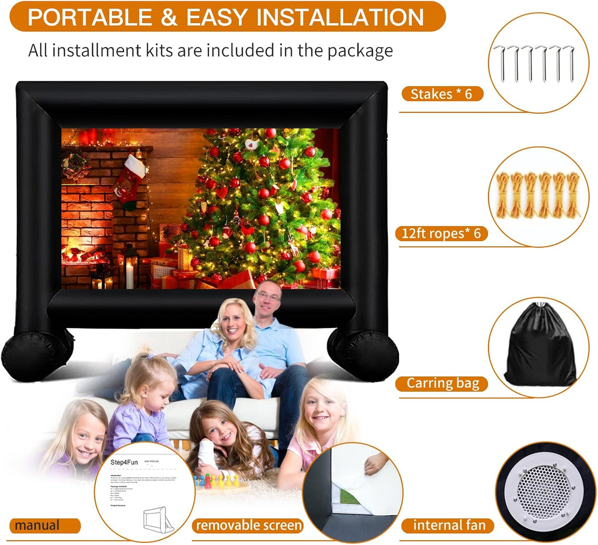 Inflatable Projector Screen with Air Blower and Carry Bag Y467627