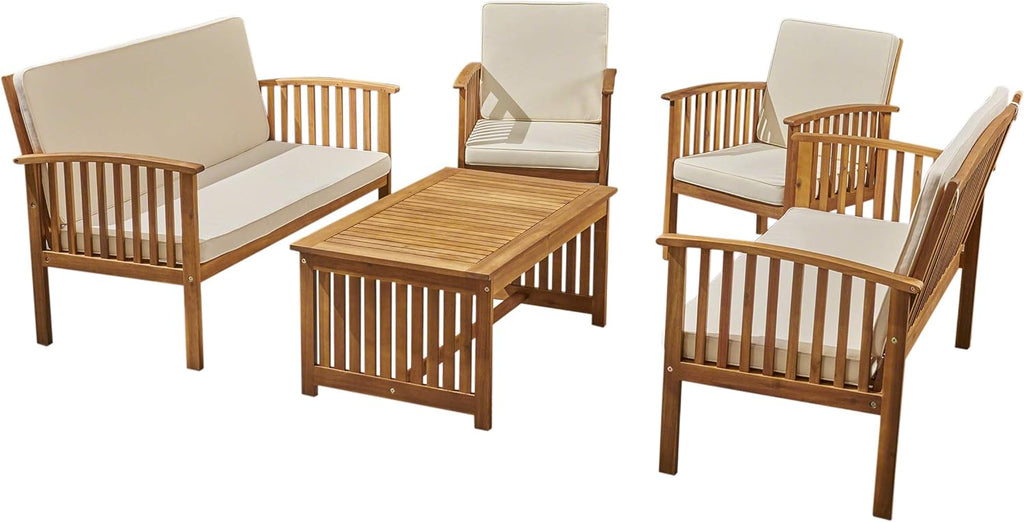 Acacia Wood 6 Seater Conversation Set with Coffee Table N74975