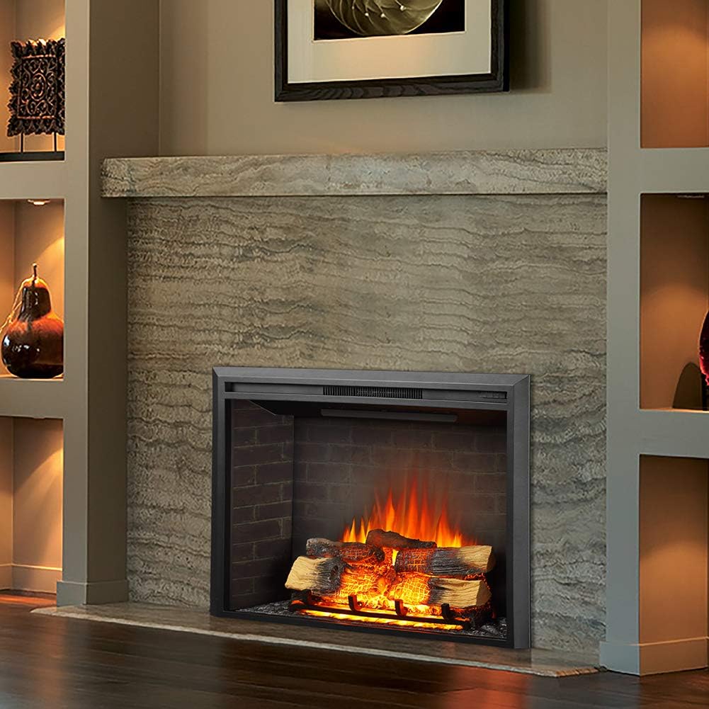 28 W Electric Fireplace Insert, 750/1500W Heater with Remote Control E878514