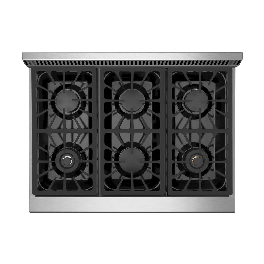 36 in. Recessed Gas Stove Cooktop with 5 Sealed Burners in Stainless Steel T146028