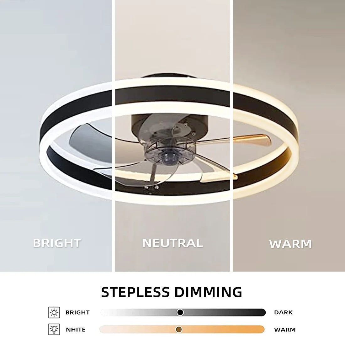 Black Low Profile Ceiling Fan with Light V380037
