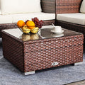 Outdoor Wicker Coffee Table with Glass Top, 25.2in Mixed Brown B26936