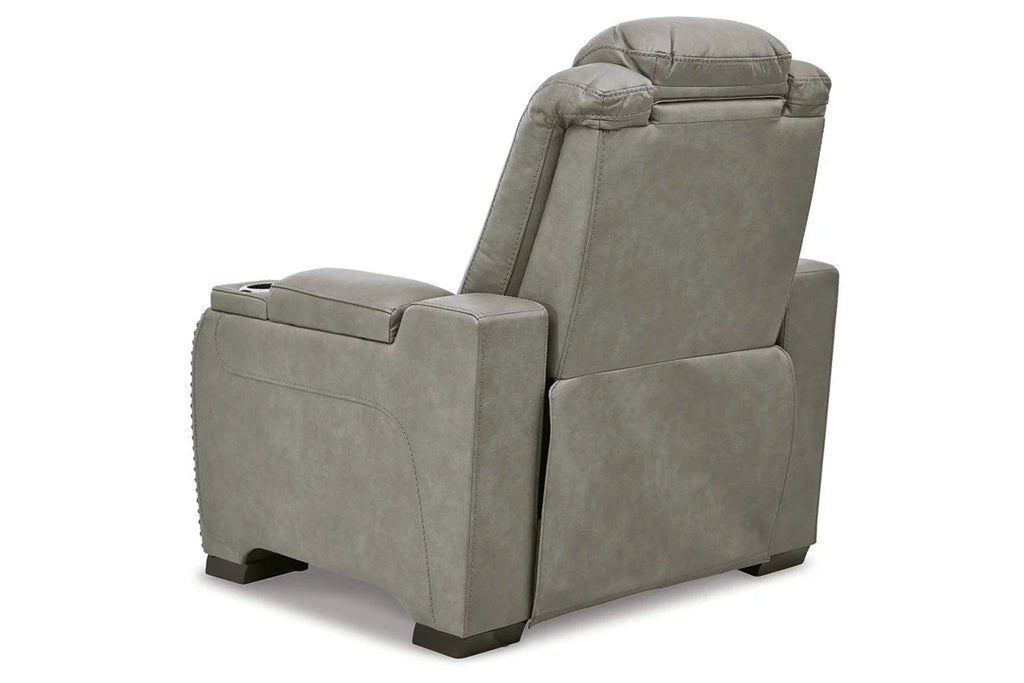 Gray Leather Power Recliner A60688