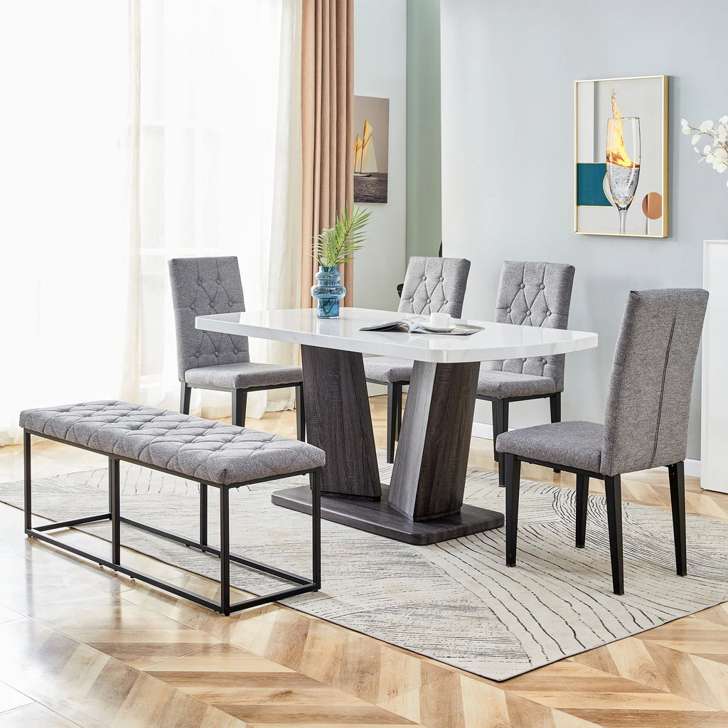 63" 6-Piece Dining Table with 4 Chairs & 1 Bench J58320