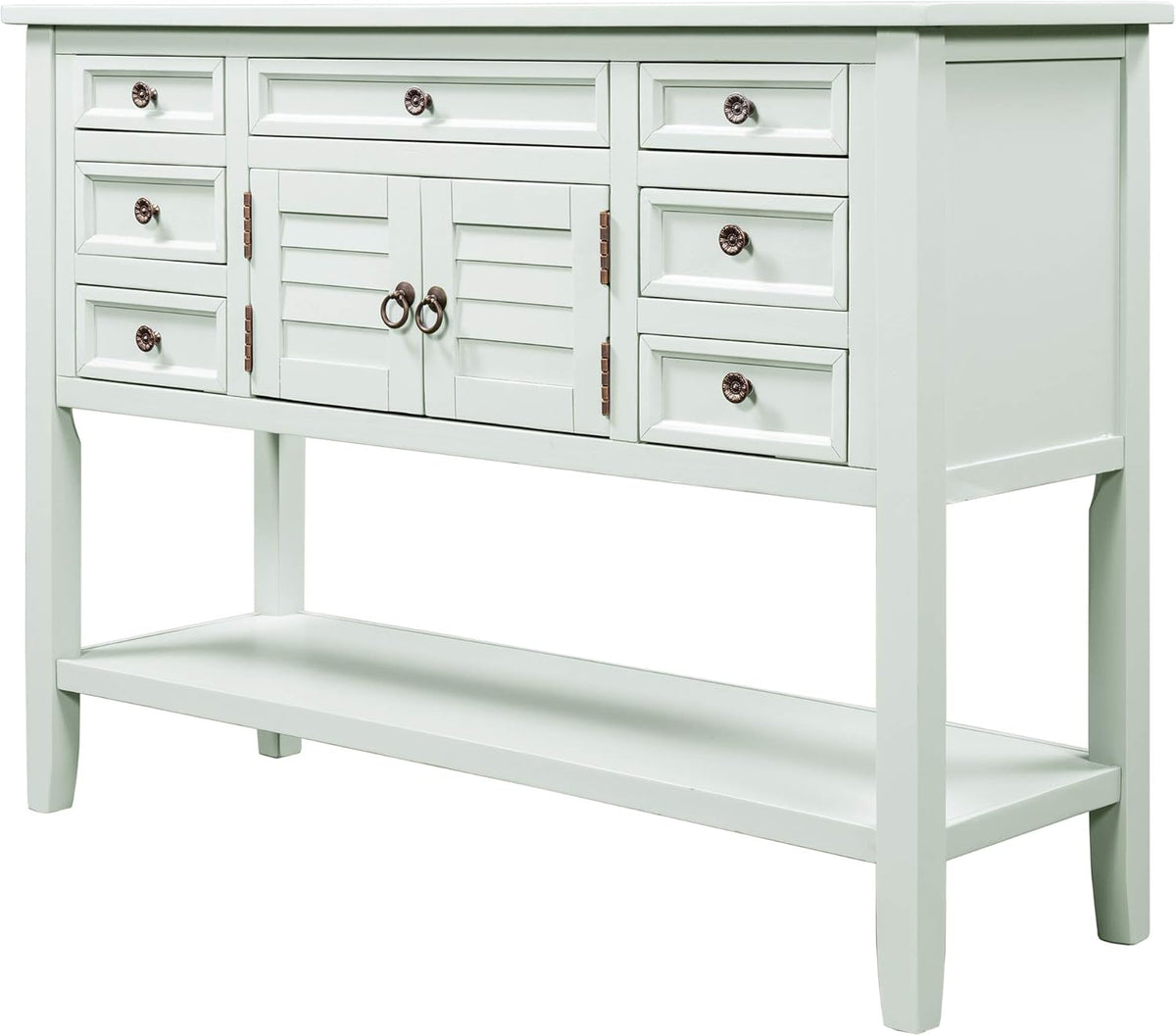 Navy Blue Console Table with 7 Drawers and Cabinet X4831