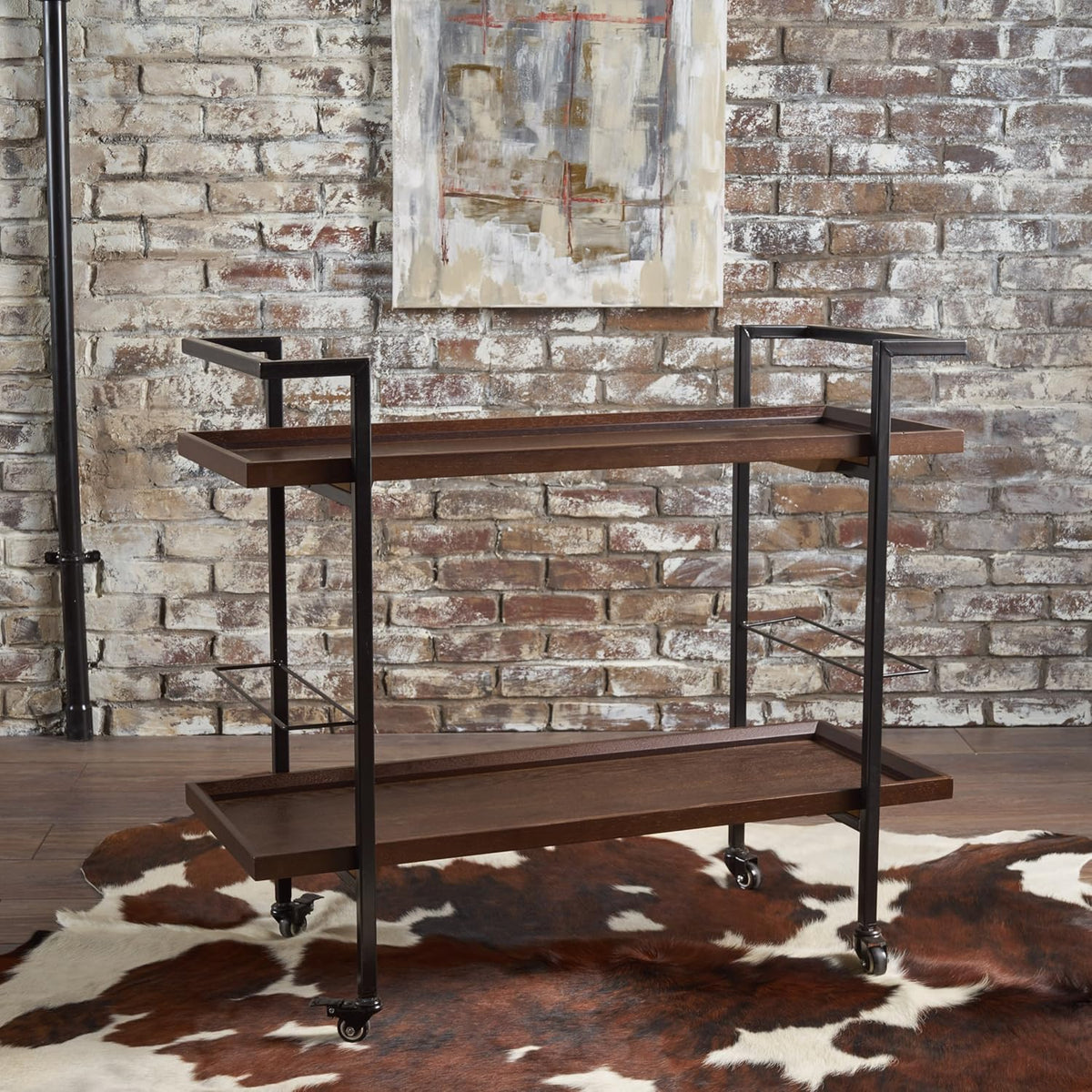 Dark Walnut Wooden Bar Cart W352