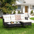 3 Pc Cushioned Patio Rattan Sofa Set G7951