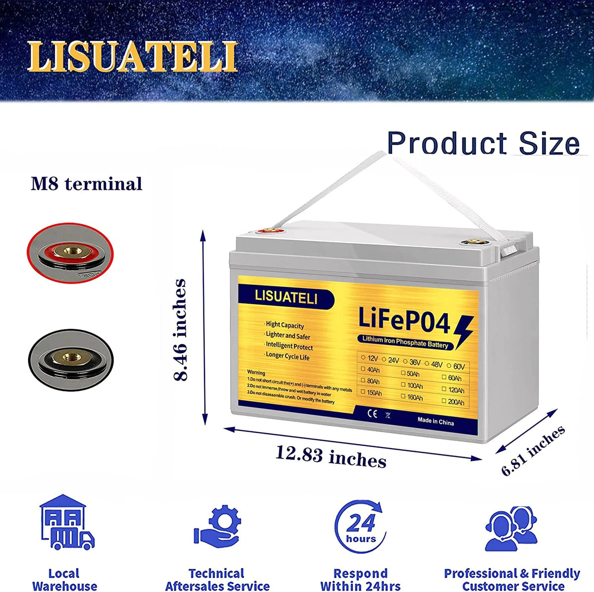 12V 100Ah Lifepo4 Lithium Battery Z4464