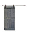 Gray Stained 2 Panel Barn Door with Sliding Hardware I827