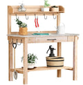 Outdoor Potting Bench Table with Storage Drawer and Removable Shelf Rack Q10160