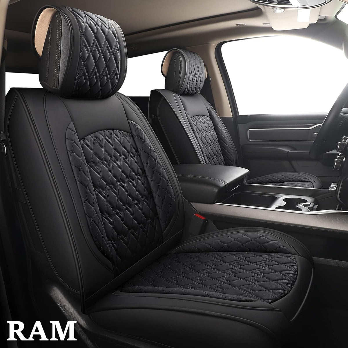 2 Pcs Front Waterproof Synthetic Leather Car Seat Covers U798498