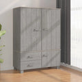 Light Gray Solid Wood Pine Wardrobe E12101