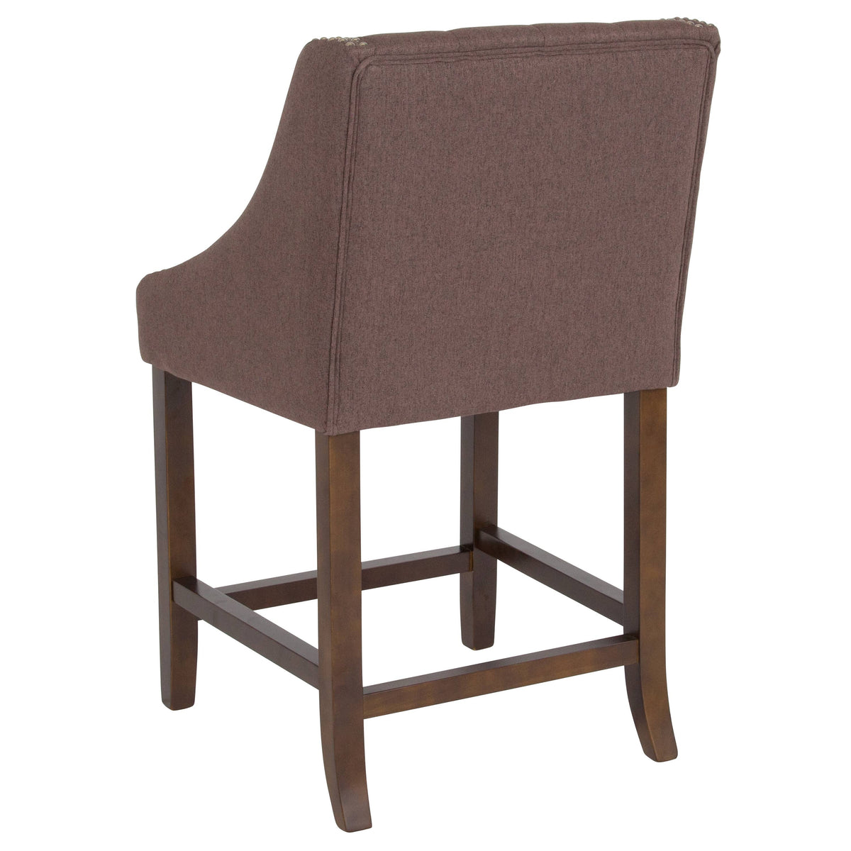 Tufted Walnut Counter Height Stool with Nail Trim I11110