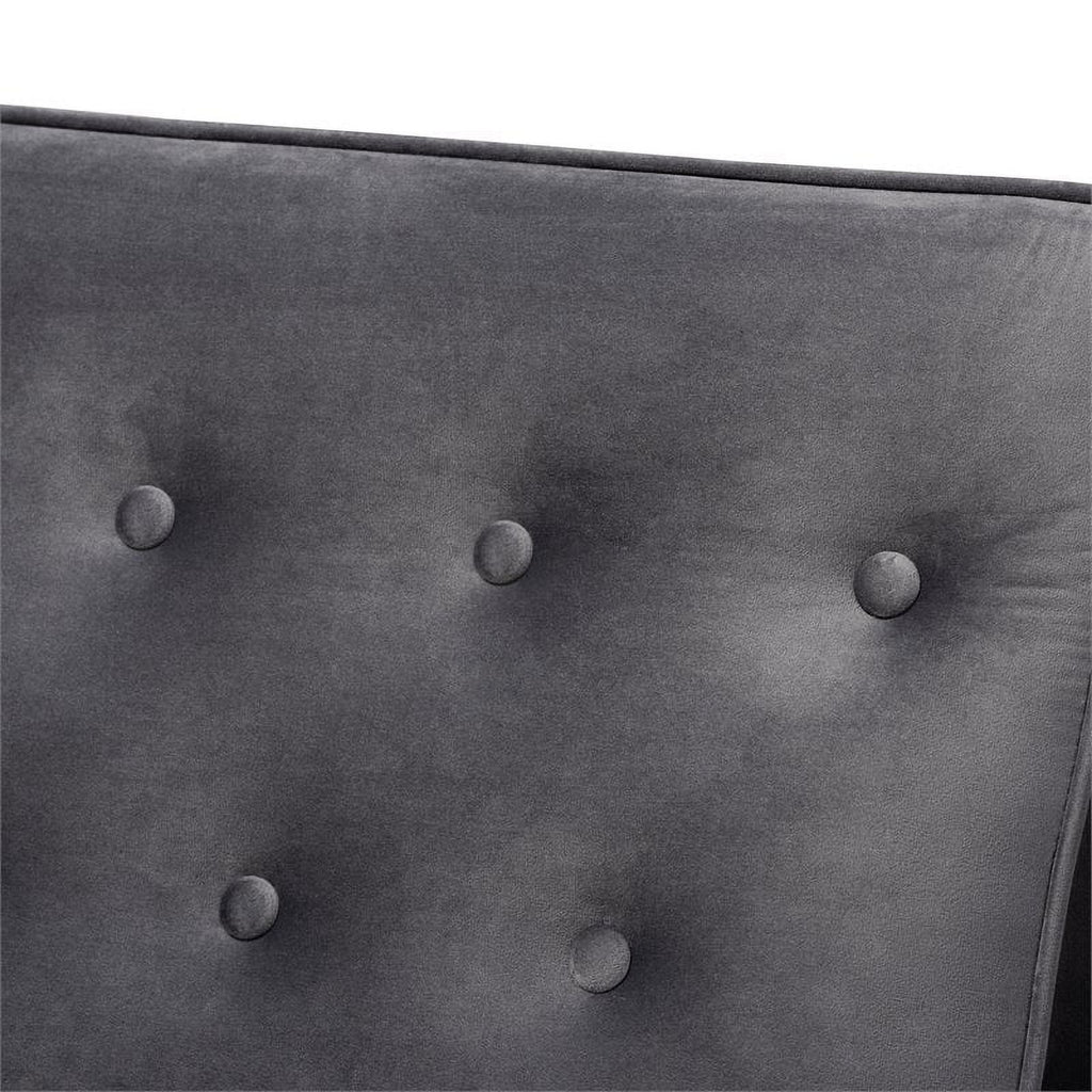 Grey Velvet Upholstered Wood Lounge Chair I56806