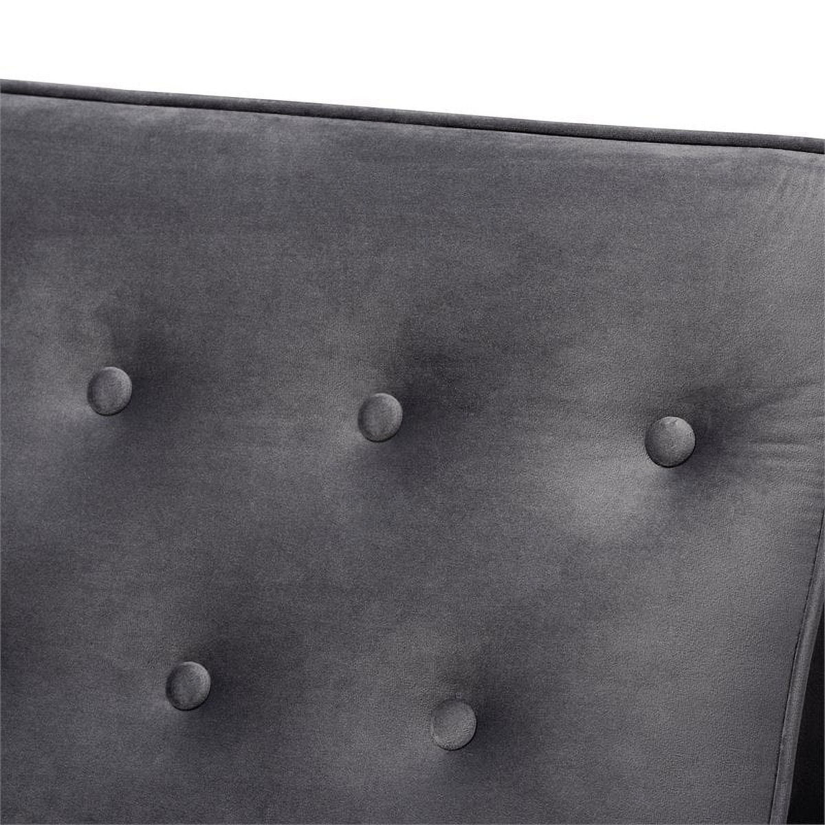 Grey Velvet Upholstered Wood Lounge Chair I56806