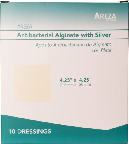 Silver Alginate 4.25"x4.25" Sterile Wound Dressings, 5 Per Box Q411011