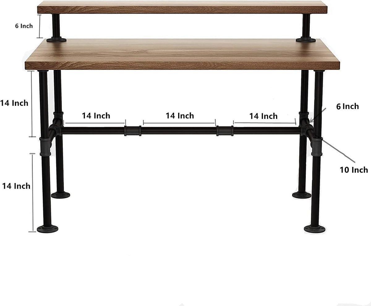 28 Inche Industrial Pipe Table Legs Set with 6-Inch Monitor Shelf Support I705