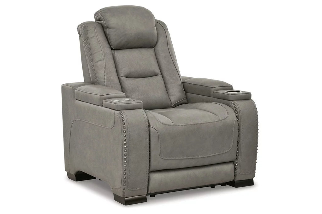 Gray Leather Power Recliner A60688