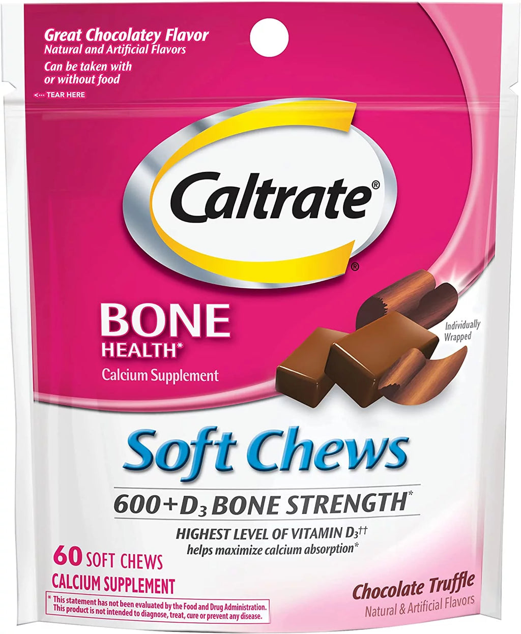 Calcium & Vitamin D Soft Chews Chocolate Truffle 60 Each (Pack of 6) X6559