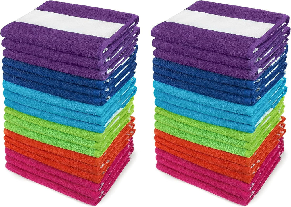 Cabana Stripe 36-Pack 30in x 60in Cotton Terry Beach Towel N827