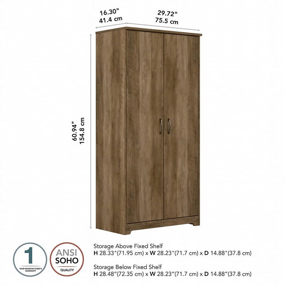 Tall Reclaimed Pine Engineered Wood Bathroom Cabinet J10366
