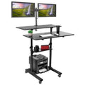 Black Mobile Standing Desk with Dual Monitor Mount A84972