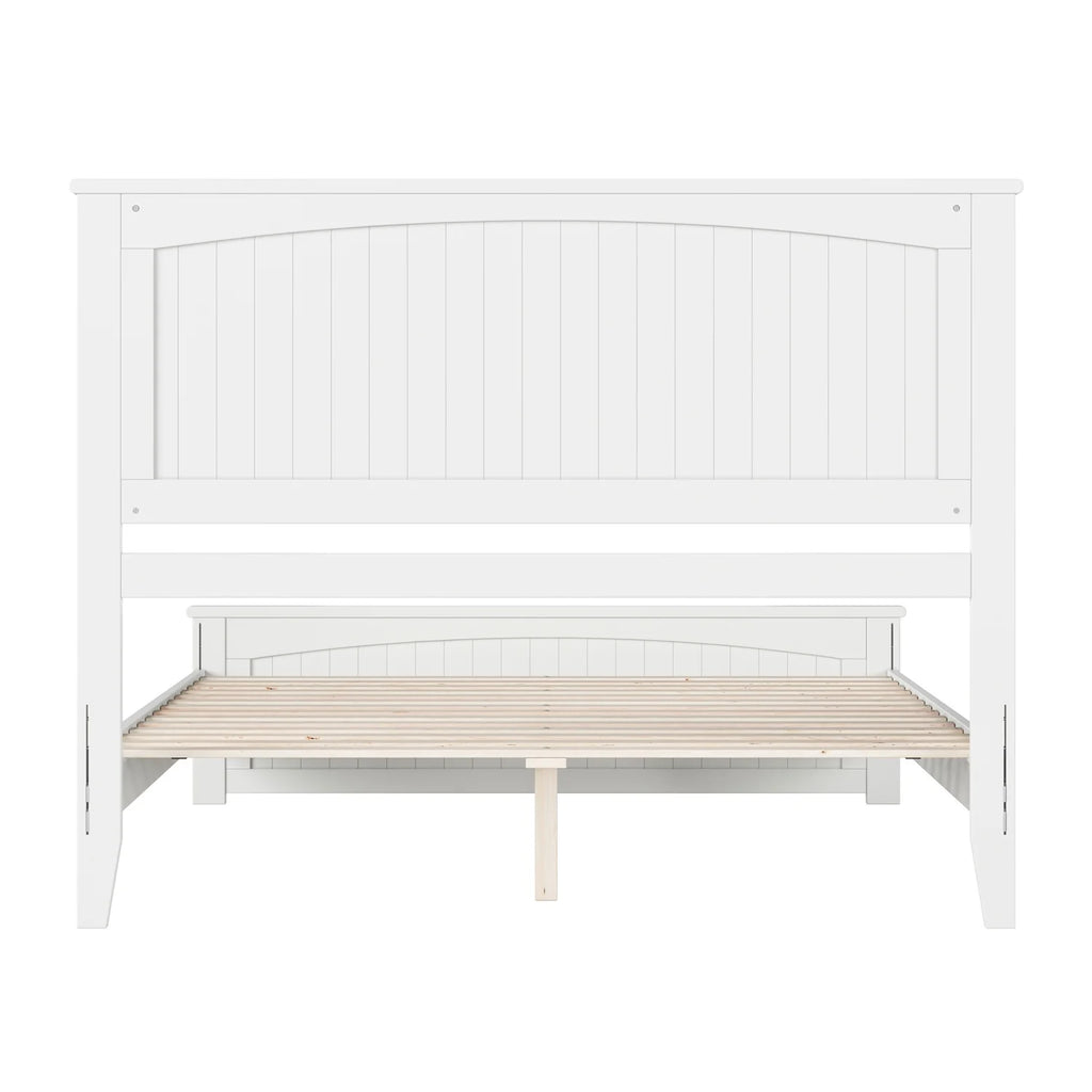 White Queen Solid Wood Platform Bed with Footboard U692