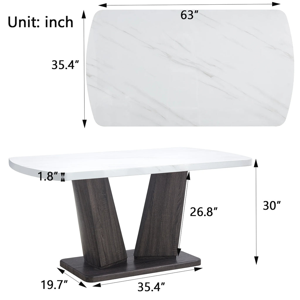 63" 6-Piece Dining Table with 4 Chairs & 1 Bench J58320