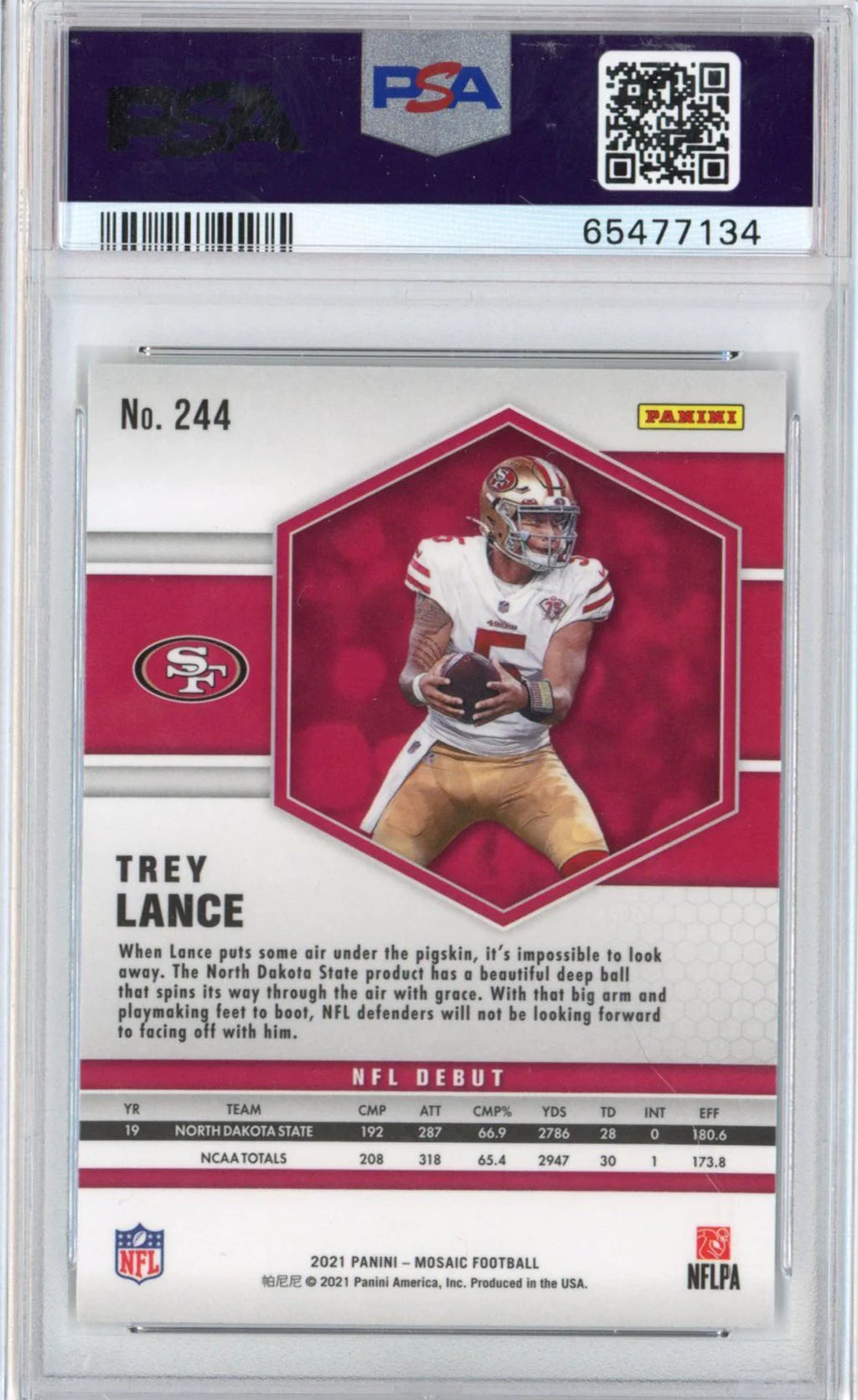 2021 Panini Mosaic Trey Lance #244 Rookie RC Football Card PSA 10 Gem Mint M92864