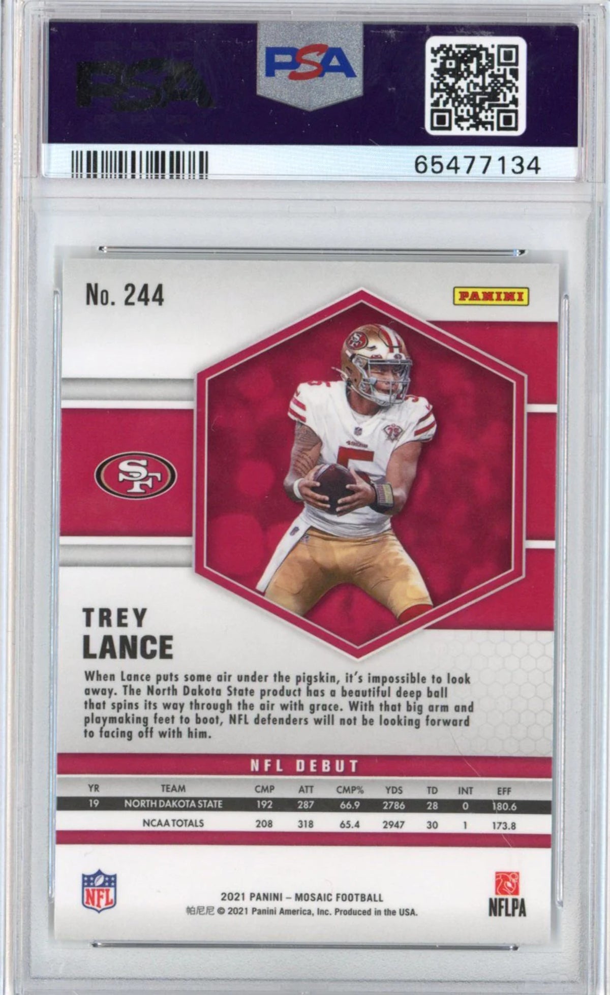 2021 Panini Mosaic Trey Lance #244 Rookie RC Football Card PSA 10 Gem Mint M92864