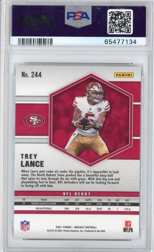 2021 Panini Mosaic Trey Lance #244 Rookie RC Football Card PSA 10 Gem Mint M92864