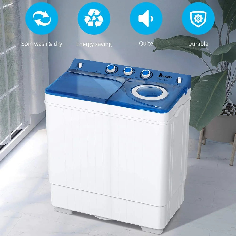26 Lbs Twin Tub Portable Washing Machine with Wash and Spin Cycle C565