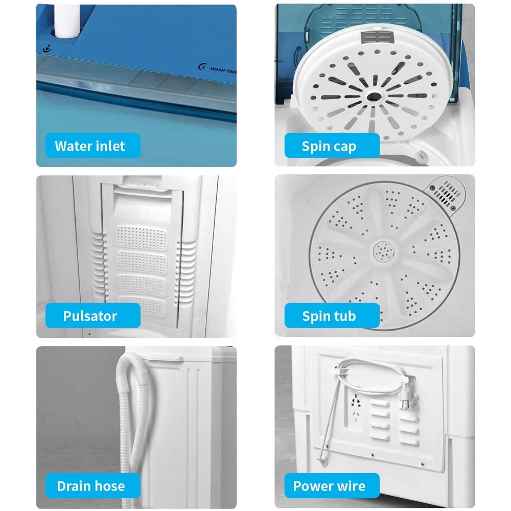 26 Lbs Twin Tub Portable Washing Machine with Wash and Spin Cycle C565