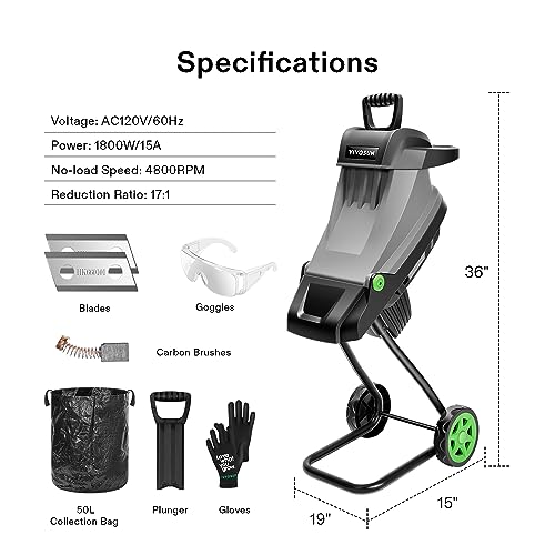 15-Amp Electric Wood Chipper Shredder with 50L Collection Bag E294548