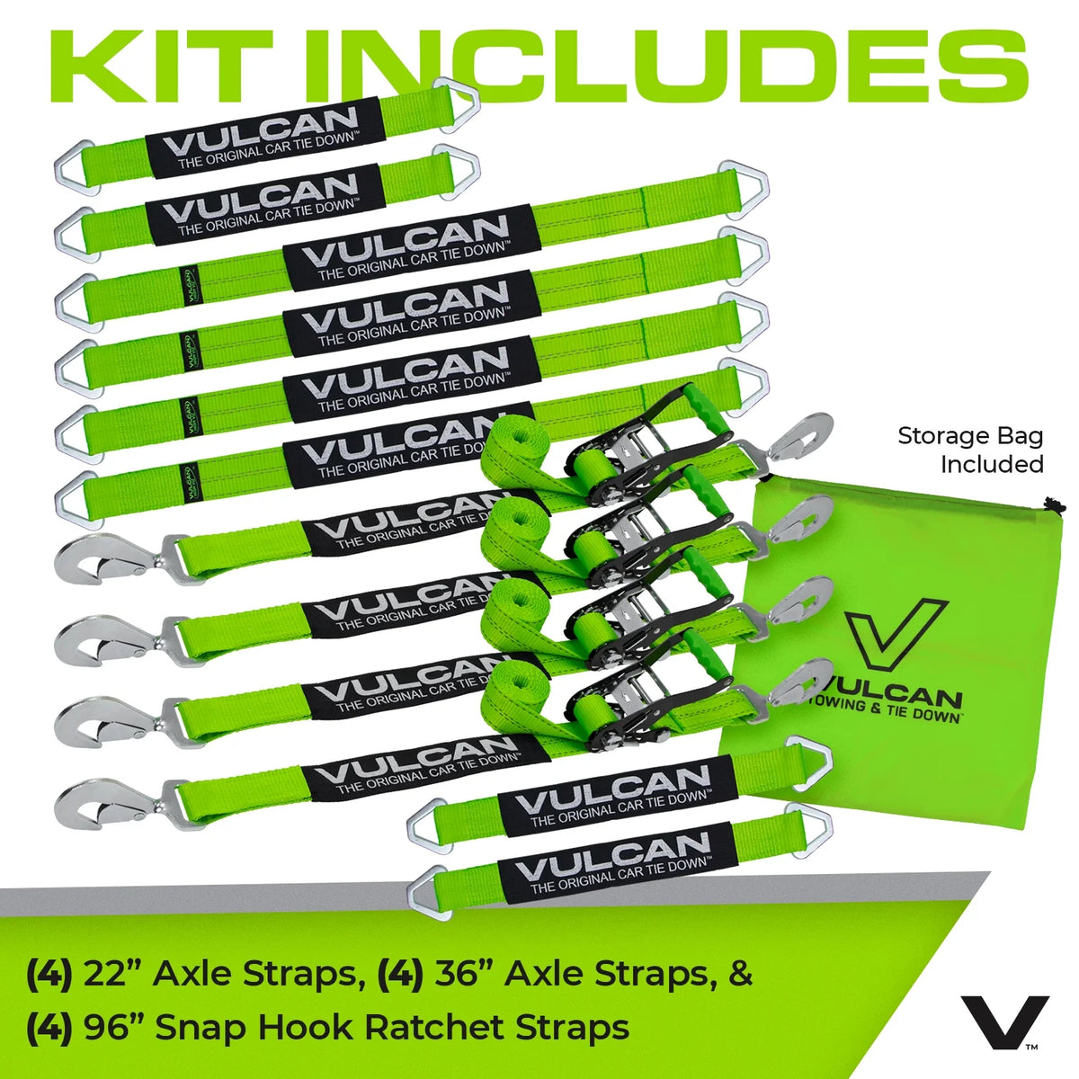 Complete Axle Strap Tie Down Kit with Snap Hook Ratchet Straps E87963