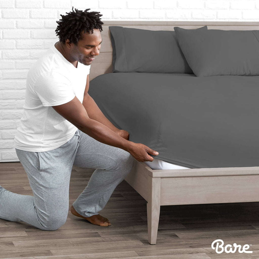 5-Pack Microfiber Fitted Bottom Sheets, Deep Pocket - Split King - Taupe F85380