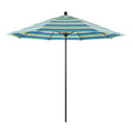 9 ft. Stone Black Aluminum Market Patio Umbrella with Manual Lift and Fiberglass Ribs W295