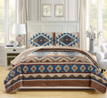 Oversized Bedspread Quilt Set in Beige Taupe Brown Blue Green (Full/Queen) J991