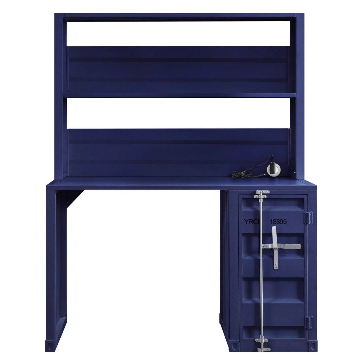 Metal Frame Desk and Hutch with Storage Base in Blue I693