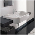 White Ceramic Recessed Bathroom Sink E38491