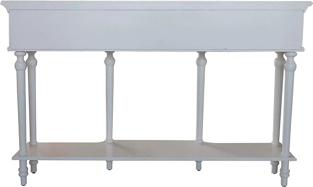 White Console Table with Mirrored Storage Drawers and Lower Shelf H962022
